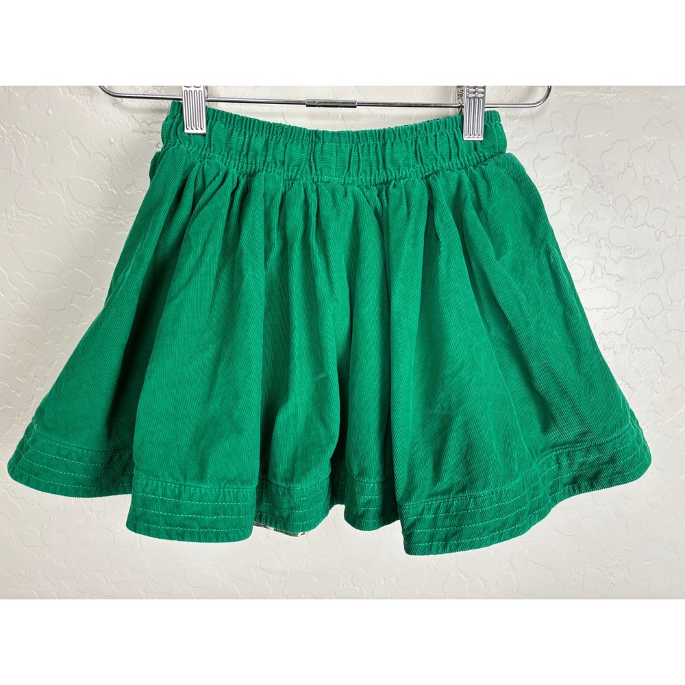 Mini Boden Girls Green Corduroy Skirt Floral Lined Elastic Waist 6-7Y 2239 - Picture 3 of 7